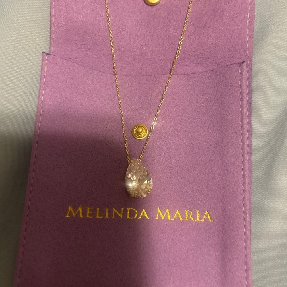 Melinda Maria Gold Necklace with Teardrop Pendant
